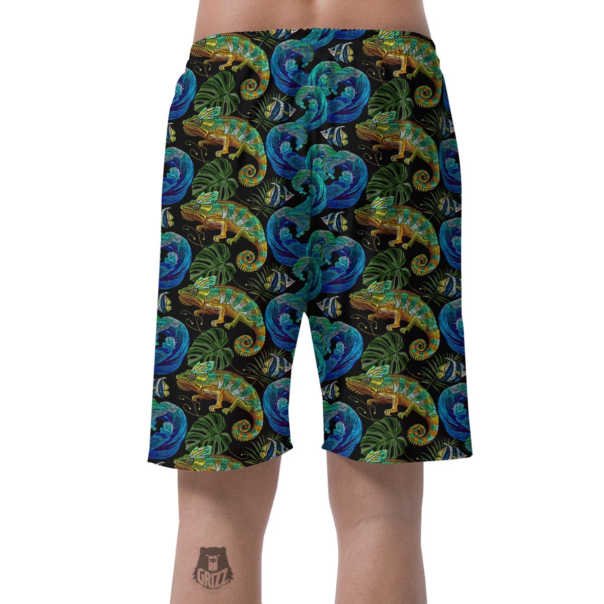 Chameleon Pattern Print Men's Shorts-grizzshop