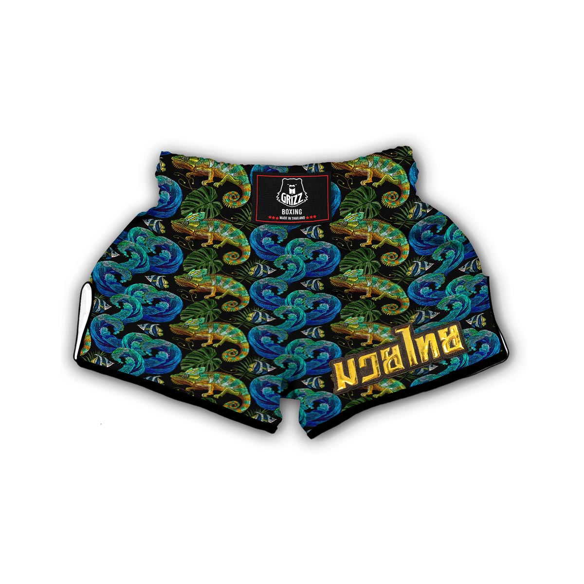 Chameleon Pattern Print Muay Thai Boxing Shorts-grizzshop