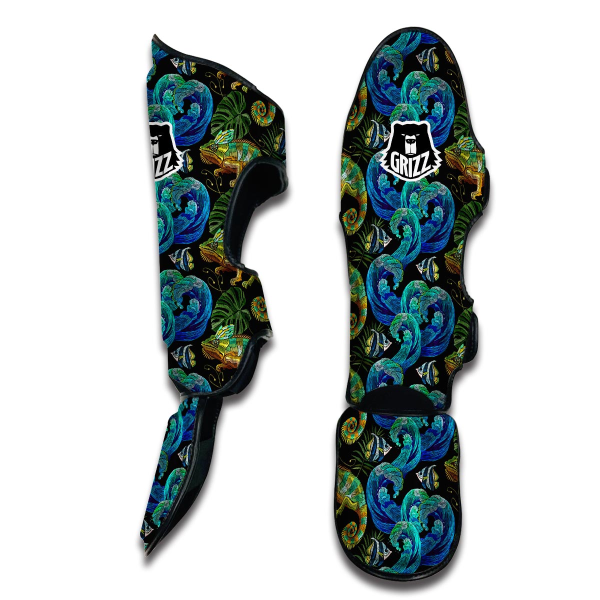 Chameleon Pattern Print Muay Thai Shin Guards-grizzshop