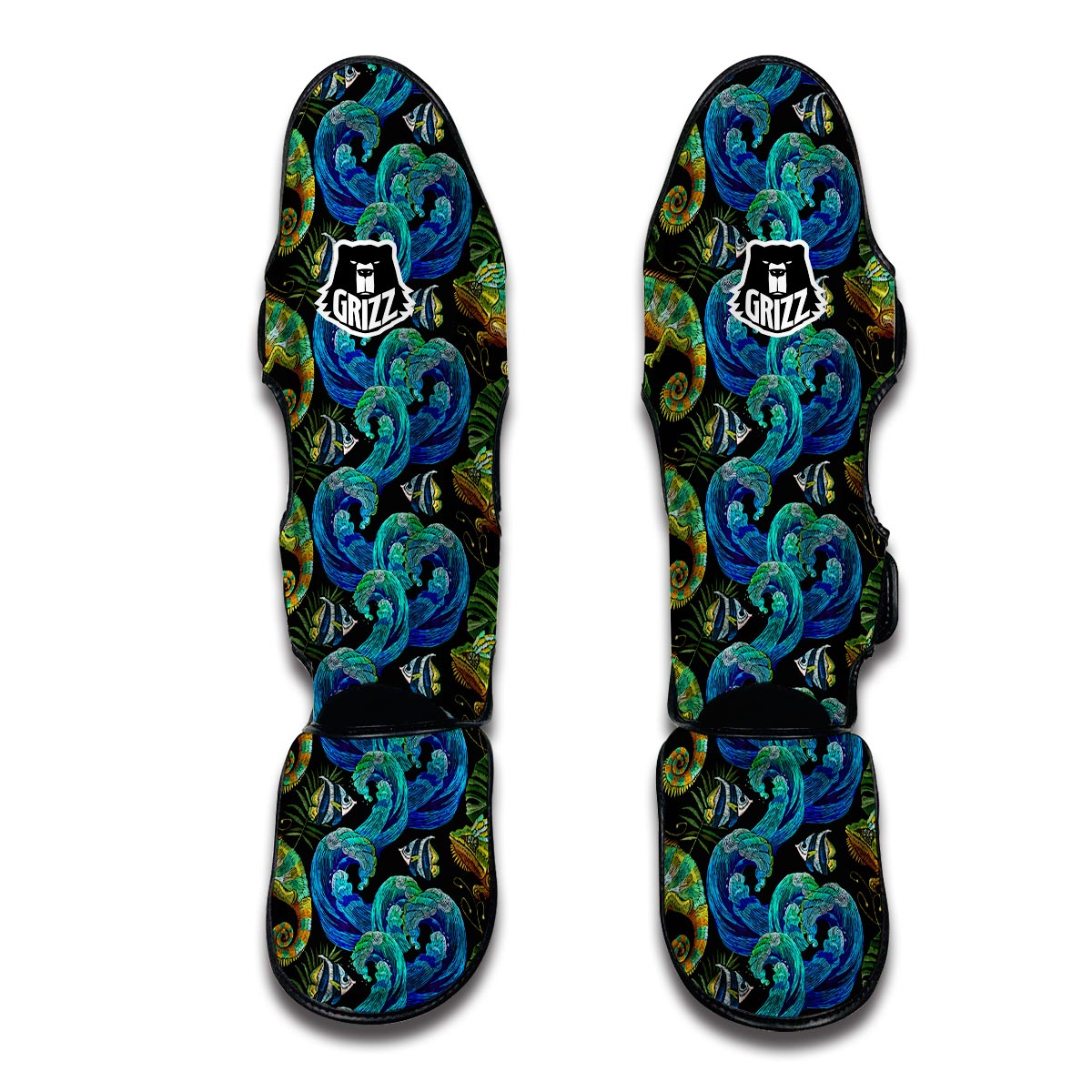 Chameleon Pattern Print Muay Thai Shin Guards-grizzshop