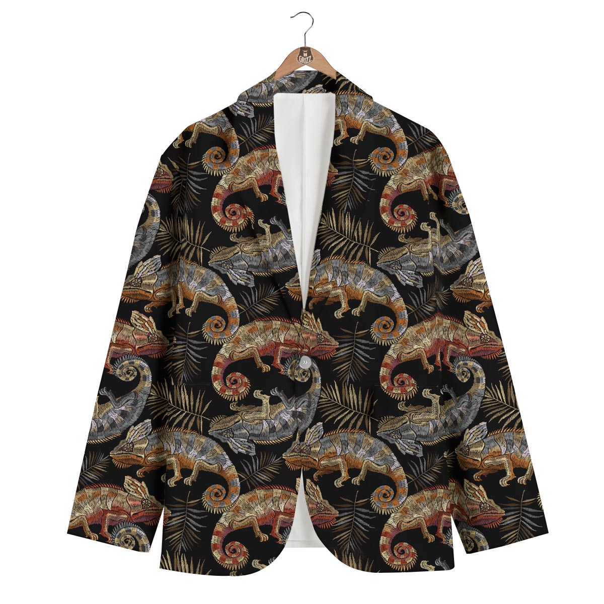 Chameleon Print Pattern Men's Blazer-grizzshop