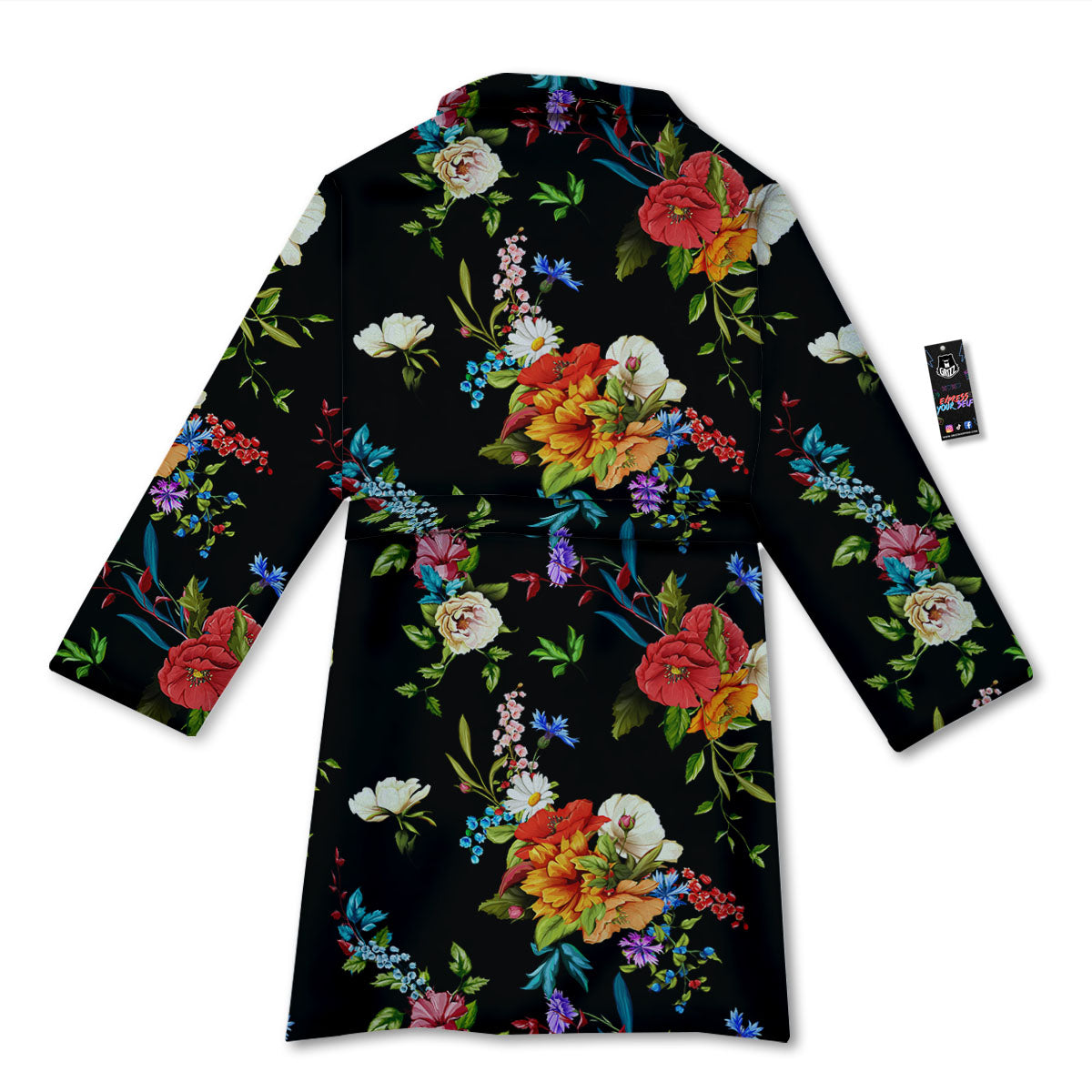 Chamomile And Poppy Print Pattern Bathrobe-grizzshop