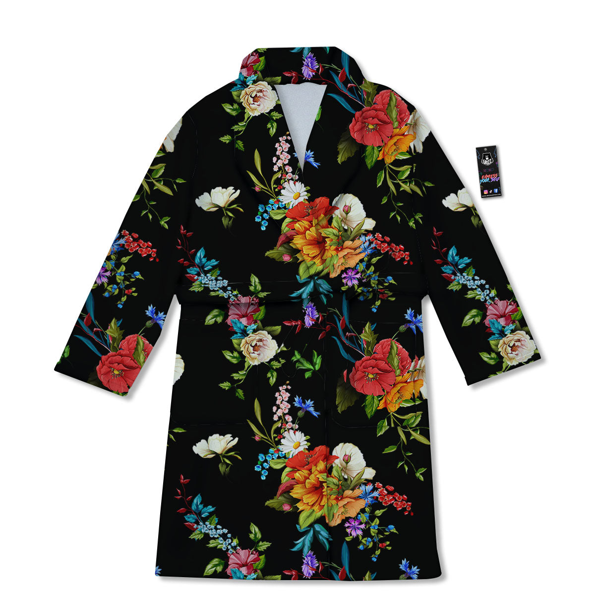 Chamomile And Poppy Print Pattern Bathrobe-grizzshop