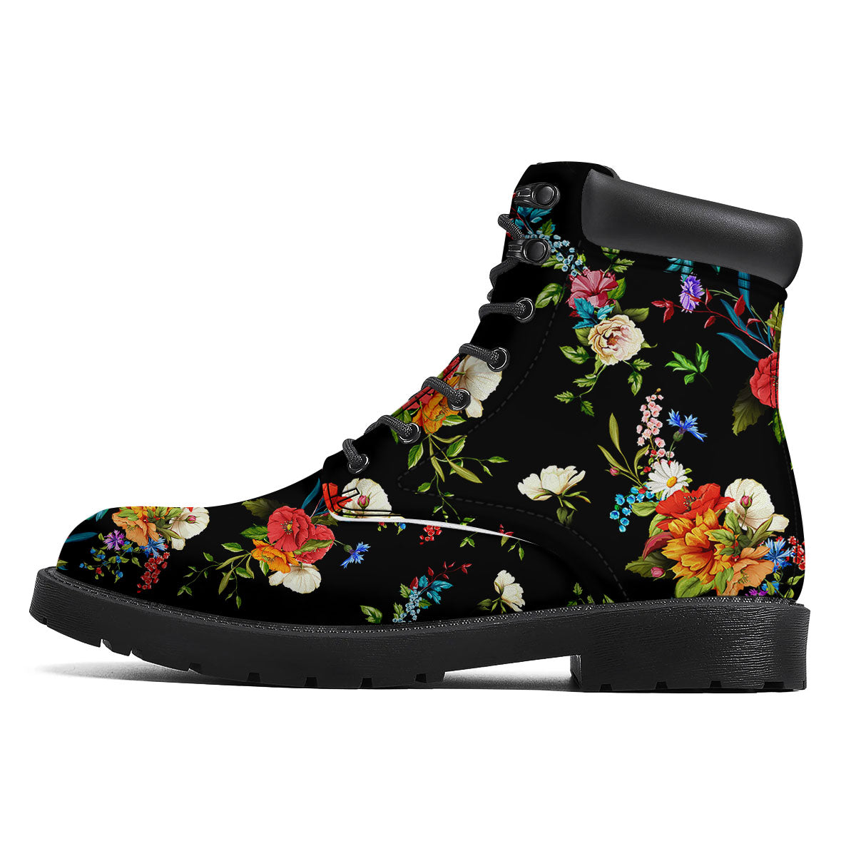 Chamomile And Poppy Print Pattern Boots-grizzshop