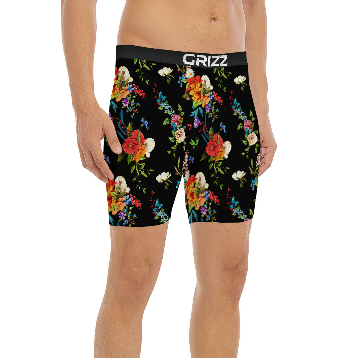 Chamomile And Poppy Print Pattern Boxer Briefs-grizzshop