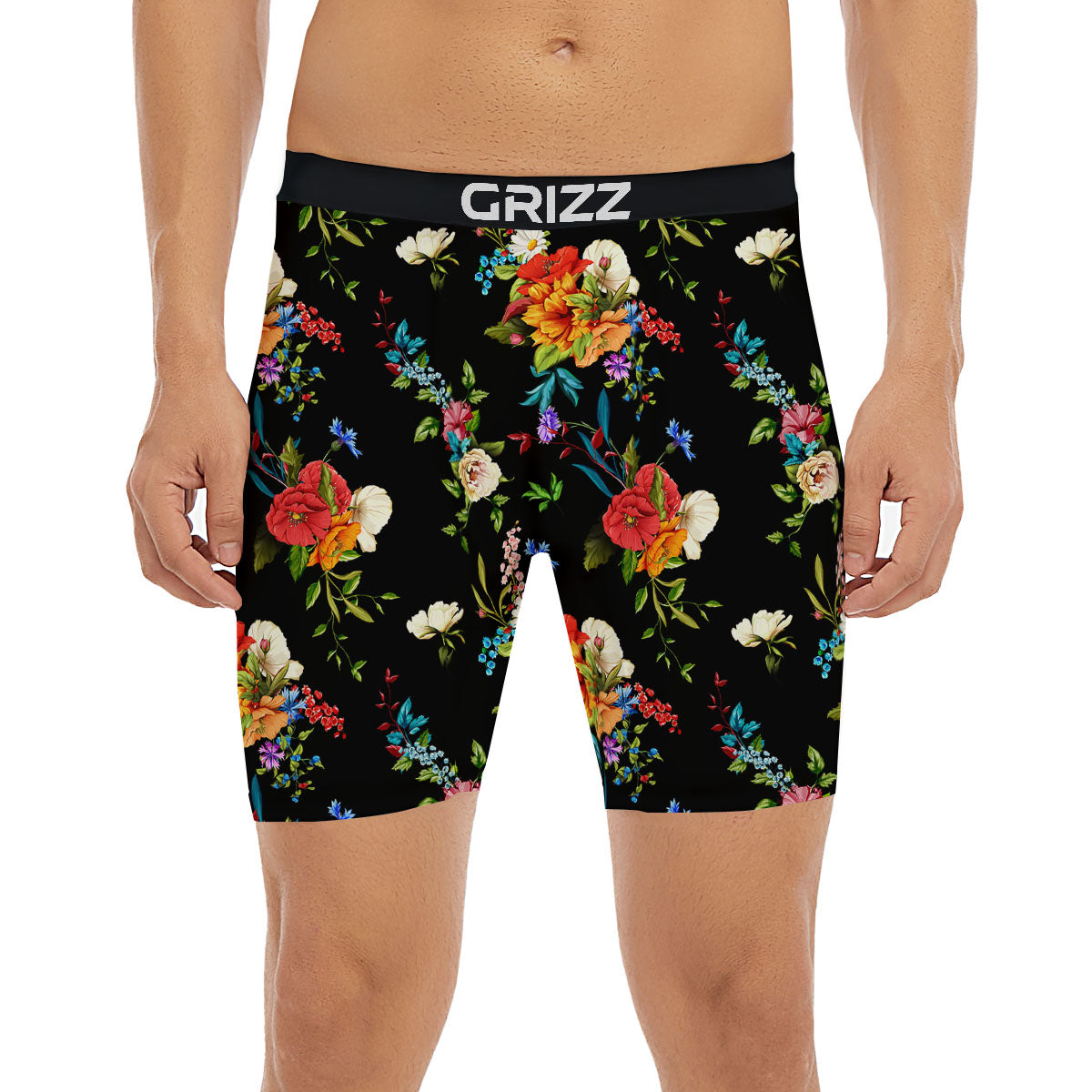 Chamomile And Poppy Print Pattern Boxer Briefs