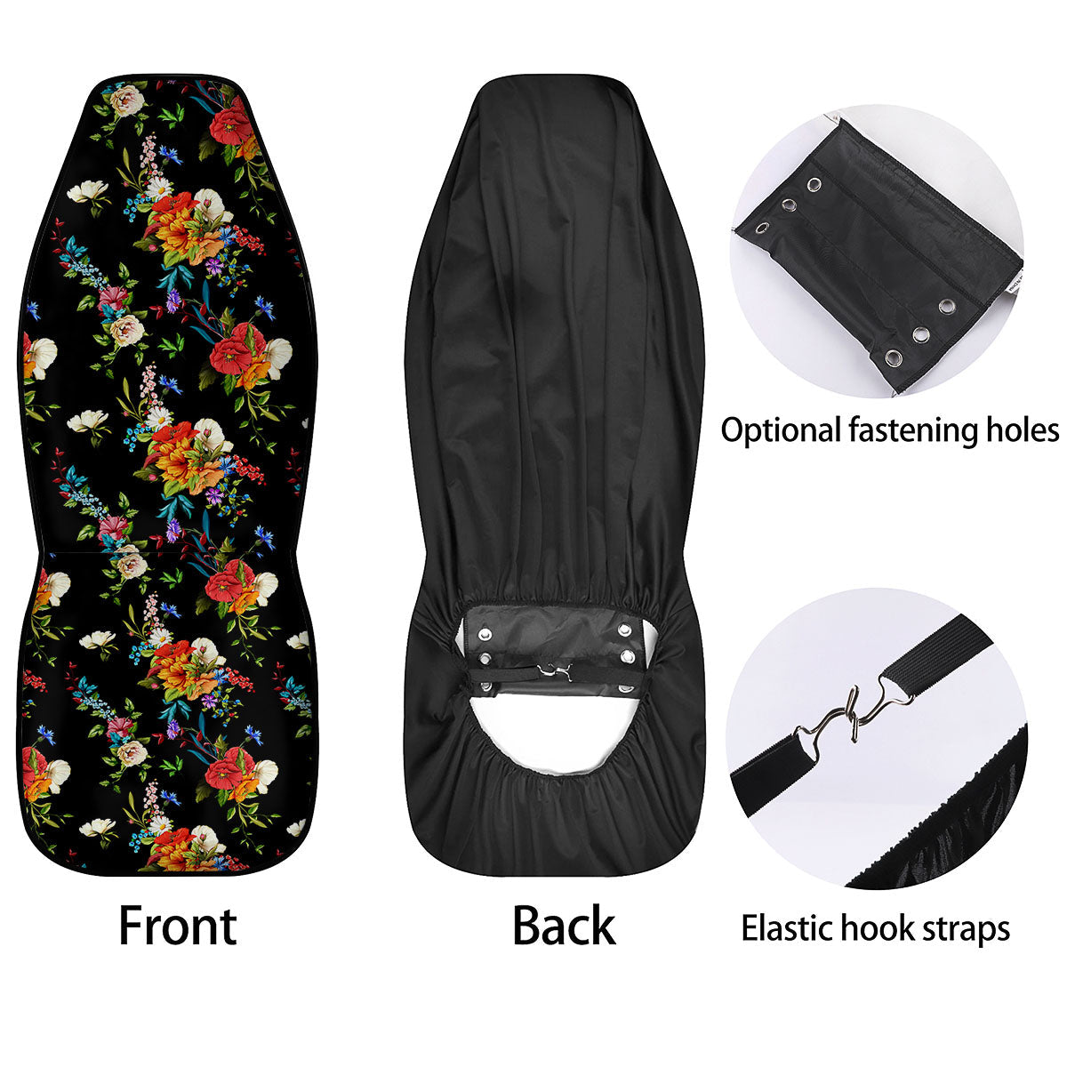 Chamomile And Poppy Print Pattern Car Seat Covers-grizzshop