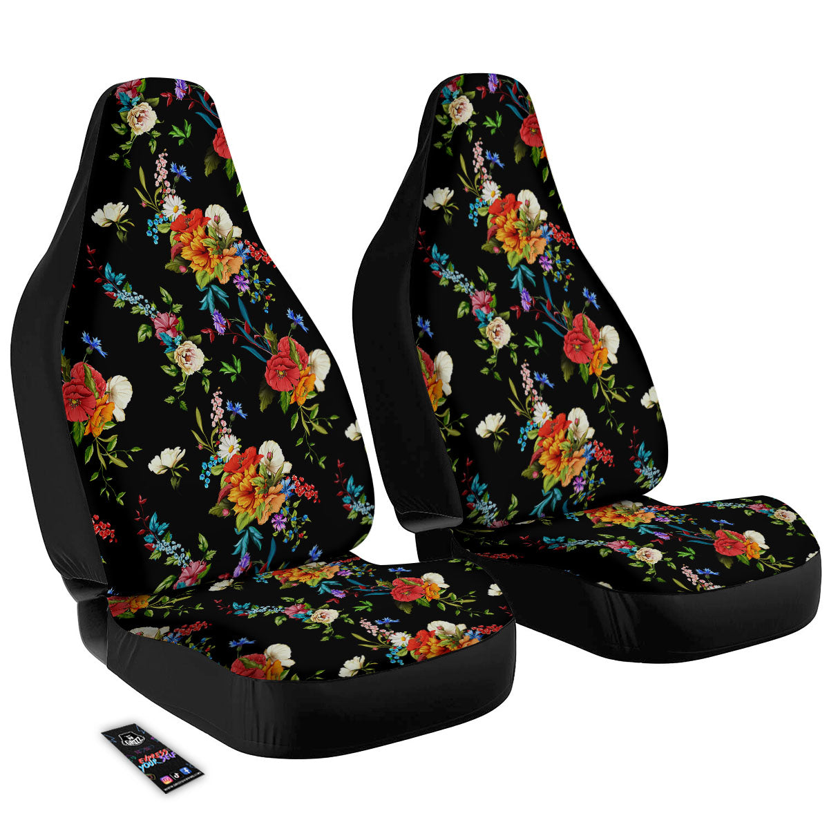 Chamomile And Poppy Print Pattern Car Seat Covers-grizzshop