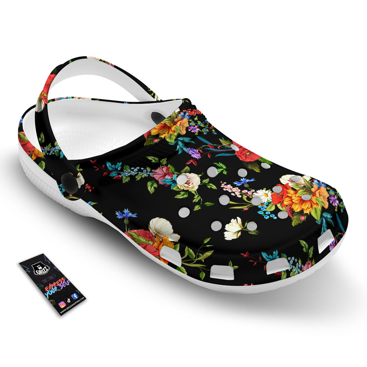 Chamomile And Poppy Print Pattern Clog-grizzshop