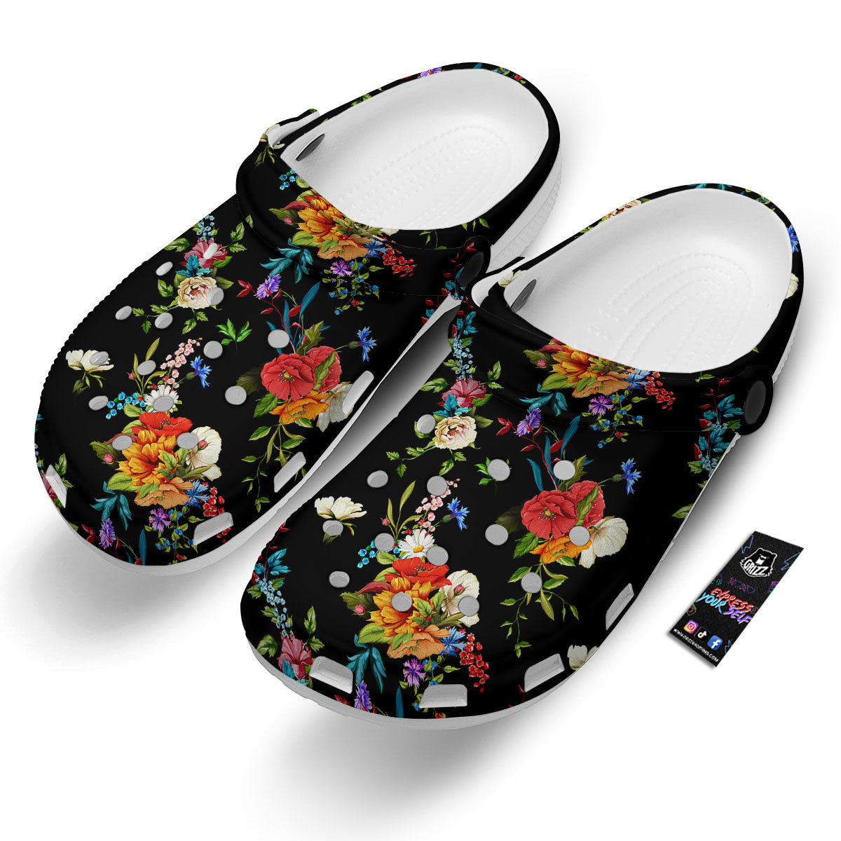 Chamomile And Poppy Print Pattern Clog-grizzshop
