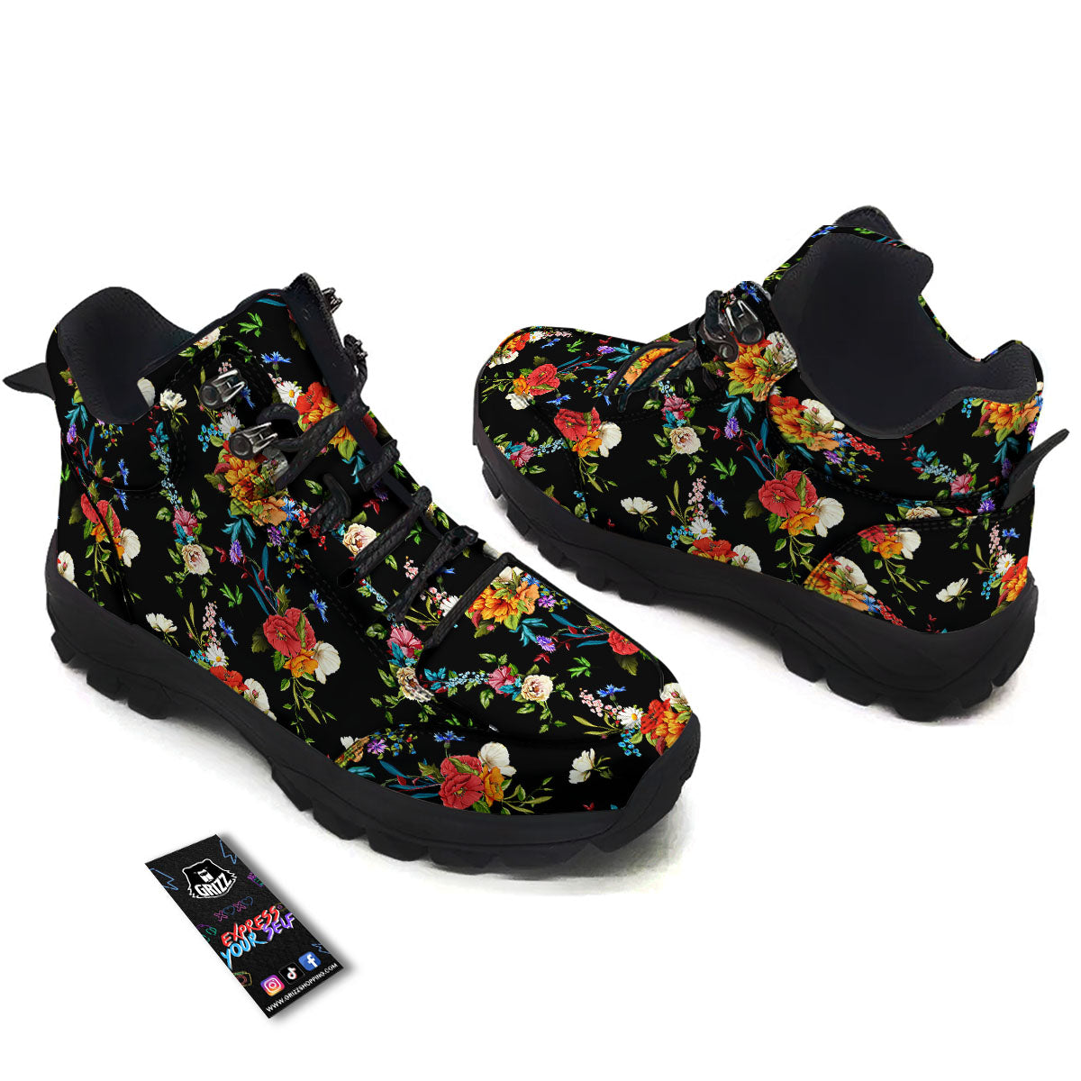 Chamomile And Poppy Print Pattern Hiking Shoes-grizzshop