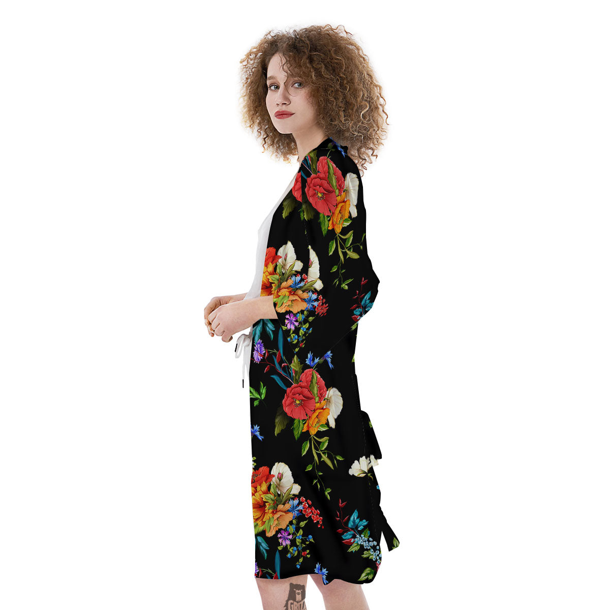 Chamomile And Poppy Print Pattern Kimono-grizzshop