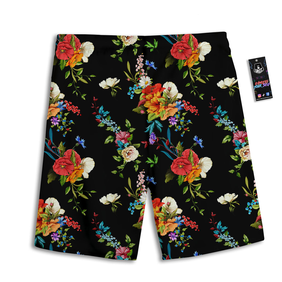 Chamomile And Poppy Print Pattern Men's Athletic Shorts