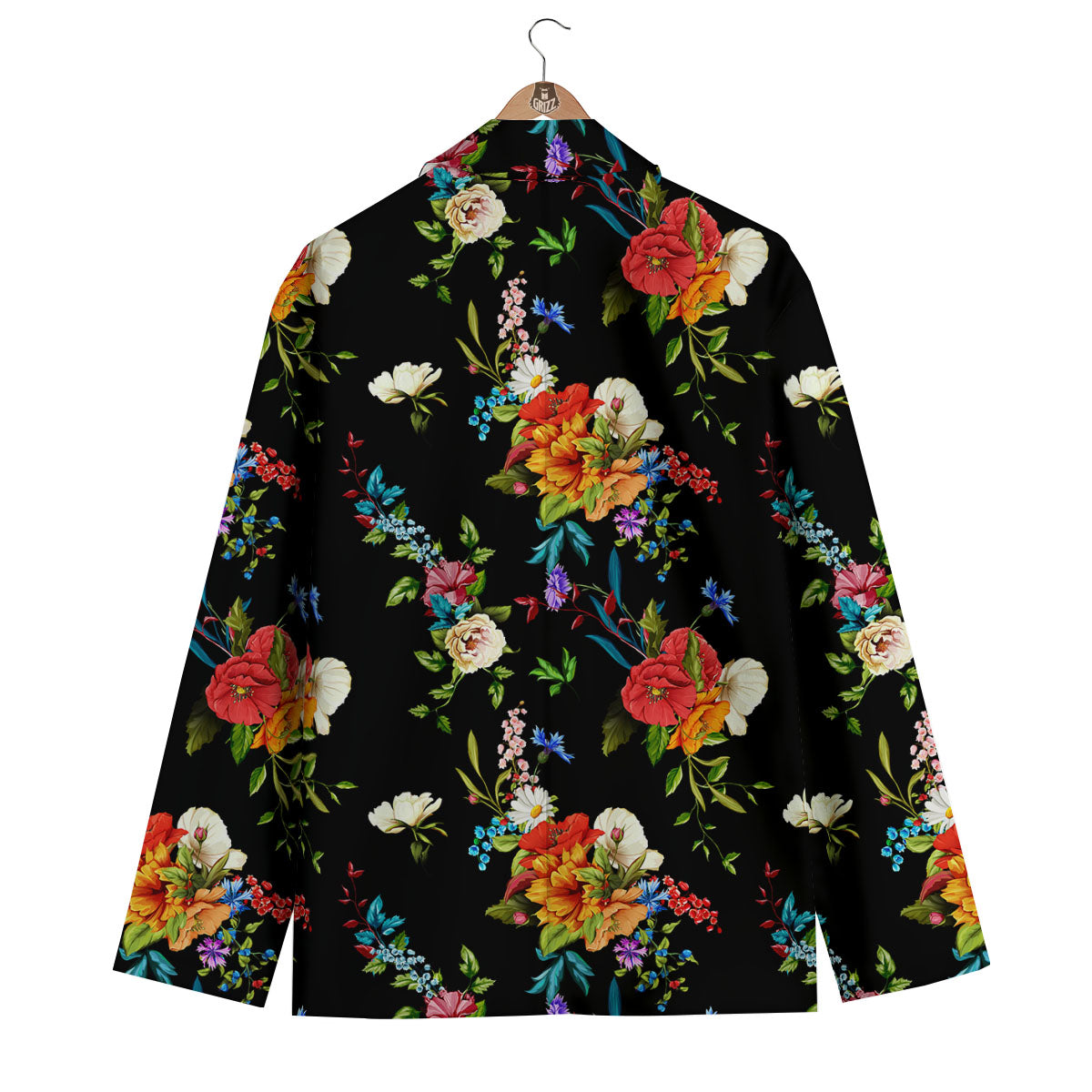 Chamomile And Poppy Print Pattern Men's Blazer-grizzshop