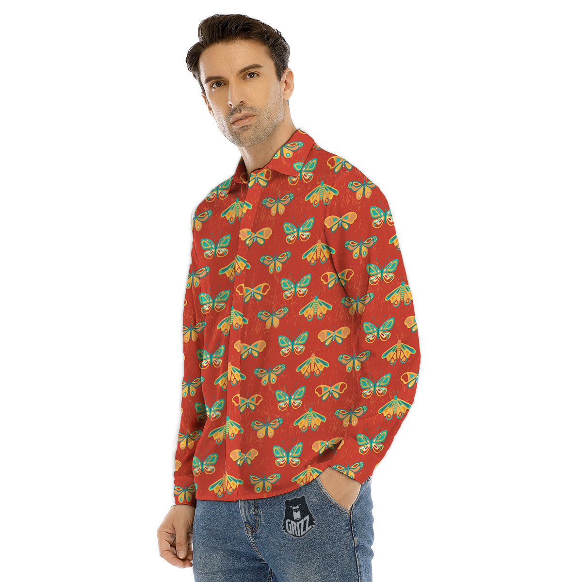 Chamomile And Poppy Print Pattern Men's Dress Shirts-grizzshop