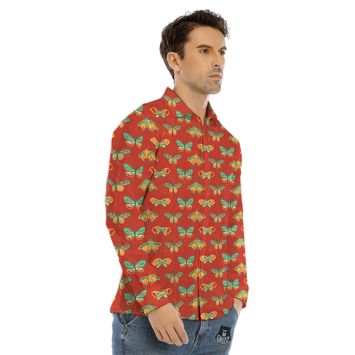 Chamomile And Poppy Print Pattern Men's Dress Shirts-grizzshop