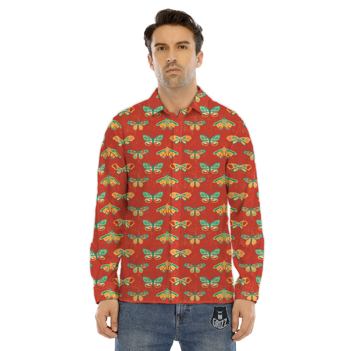 Chamomile And Poppy Print Pattern Men's Dress Shirts-grizzshop
