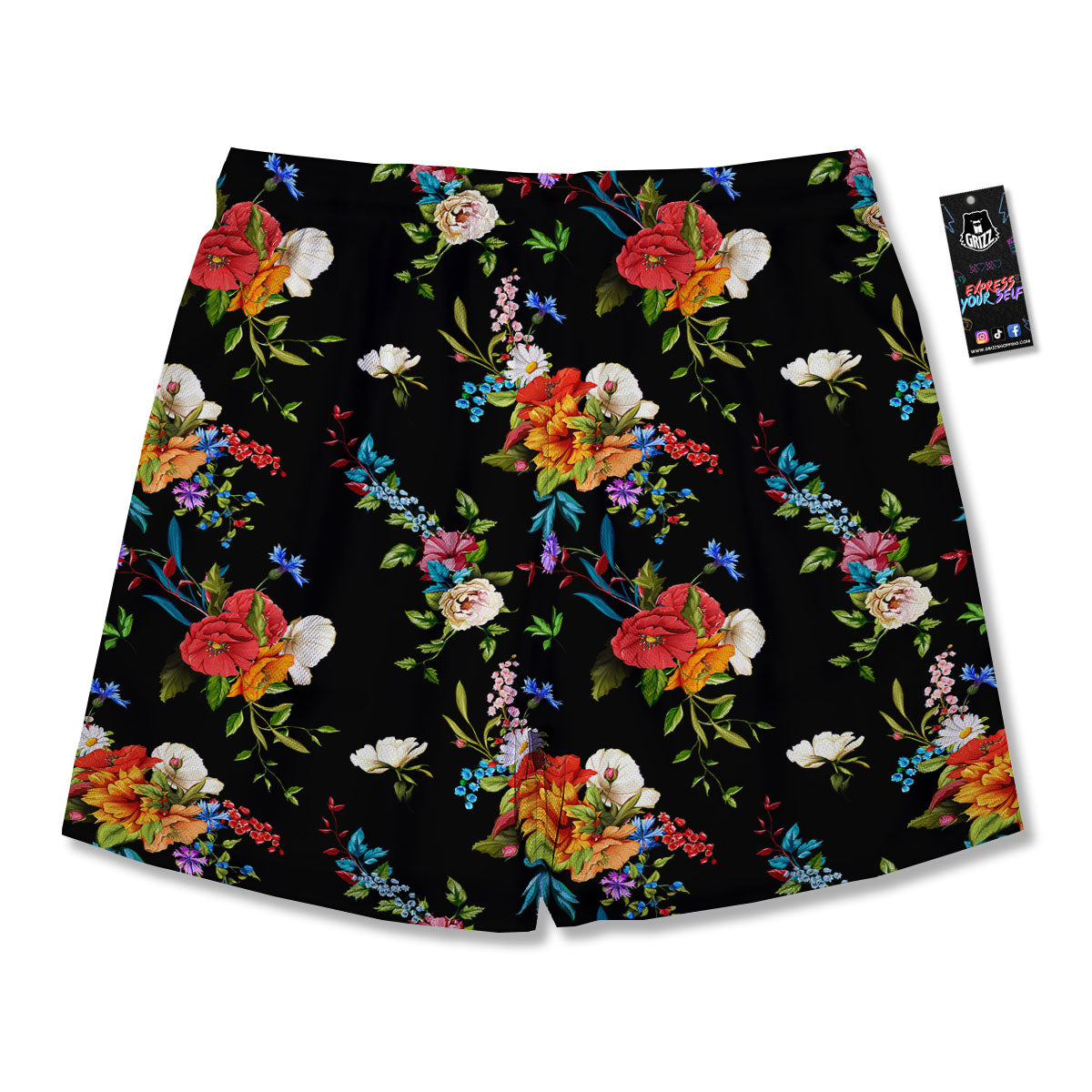 Chamomile And Poppy Print Pattern Men's Running Shorts-grizzshop