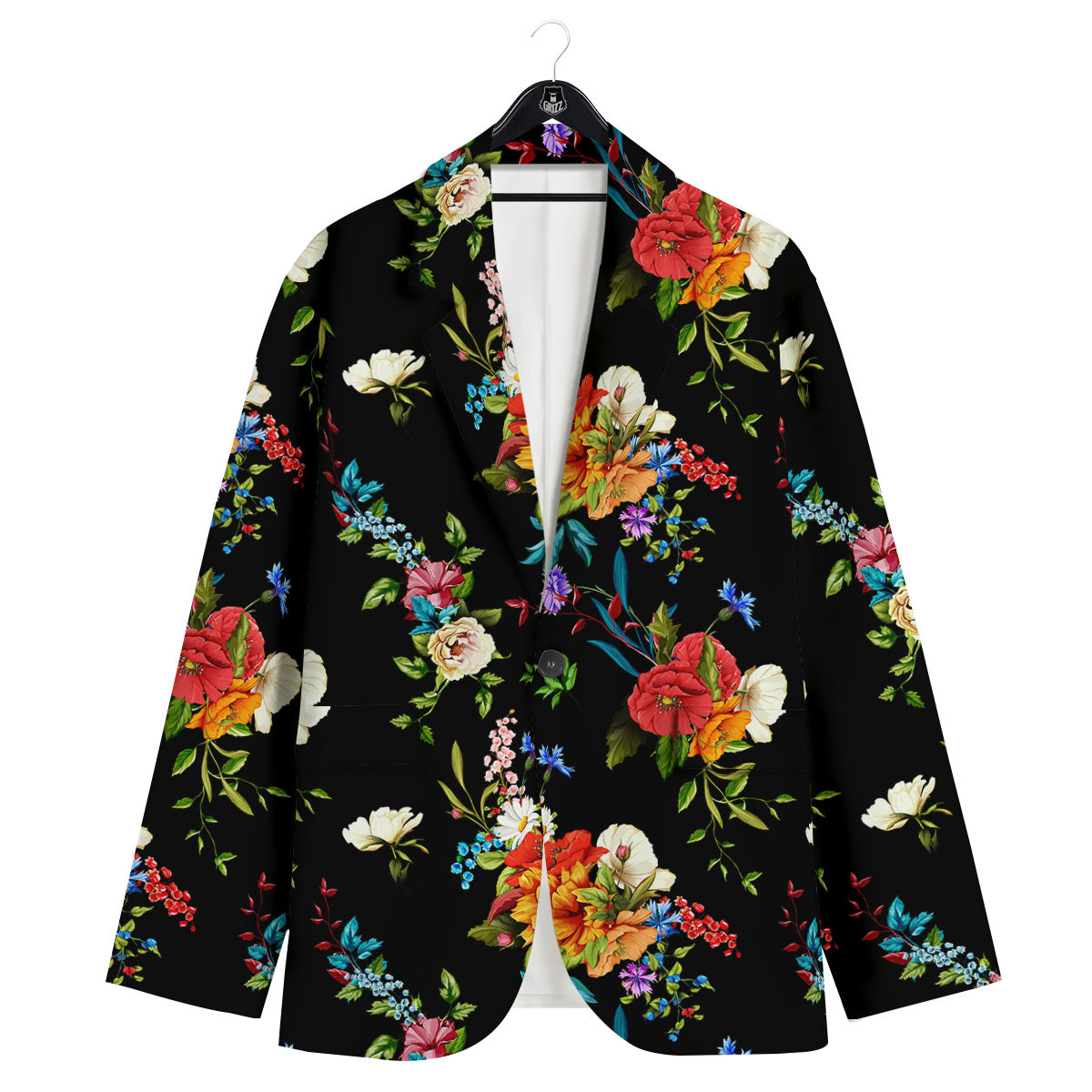 Chamomile And Poppy Print Pattern Men's Sport Coat-grizzshop