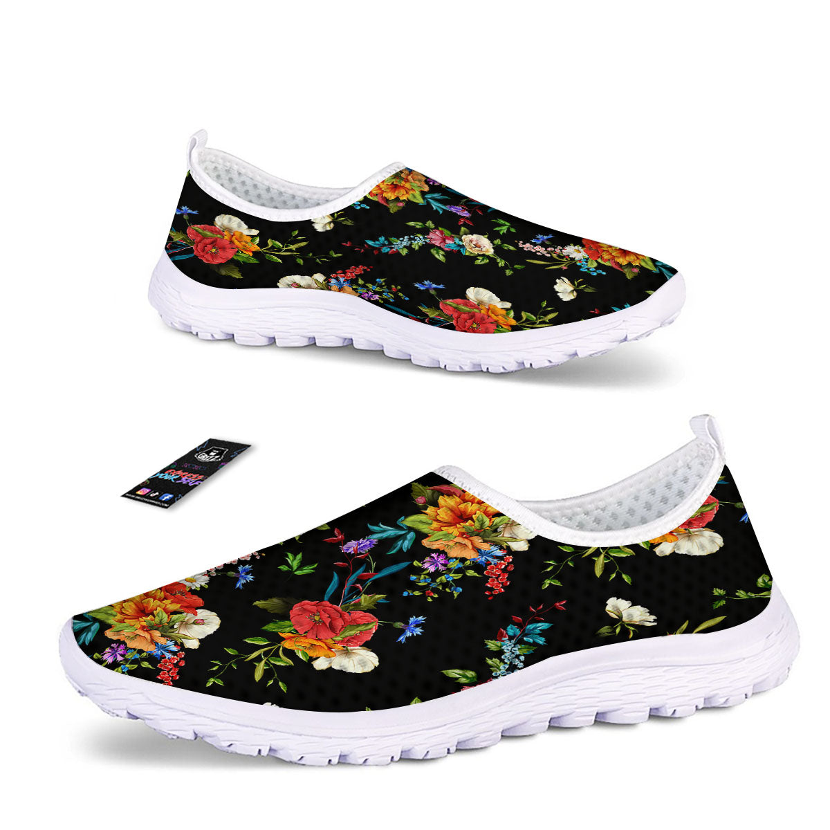 Chamomile And Poppy Print Pattern Nurse Shoes-grizzshop