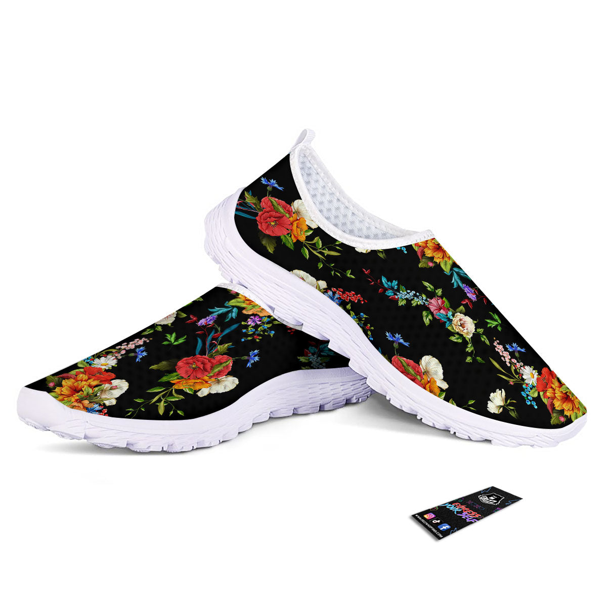 Chamomile And Poppy Print Pattern Nurse Shoes-grizzshop