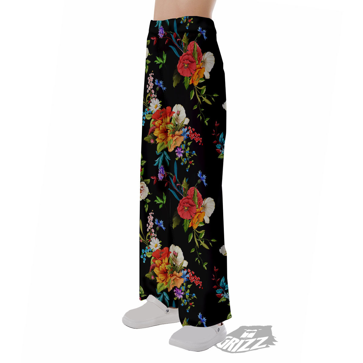 Chamomile And Poppy Print Pattern Pajama Pants-grizzshop