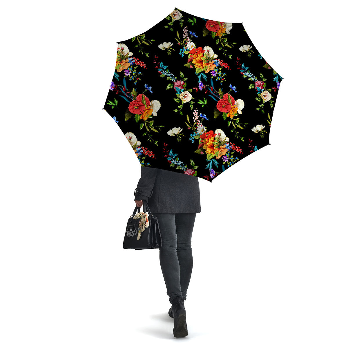 Chamomile And Poppy Print Pattern Umbrella-grizzshop