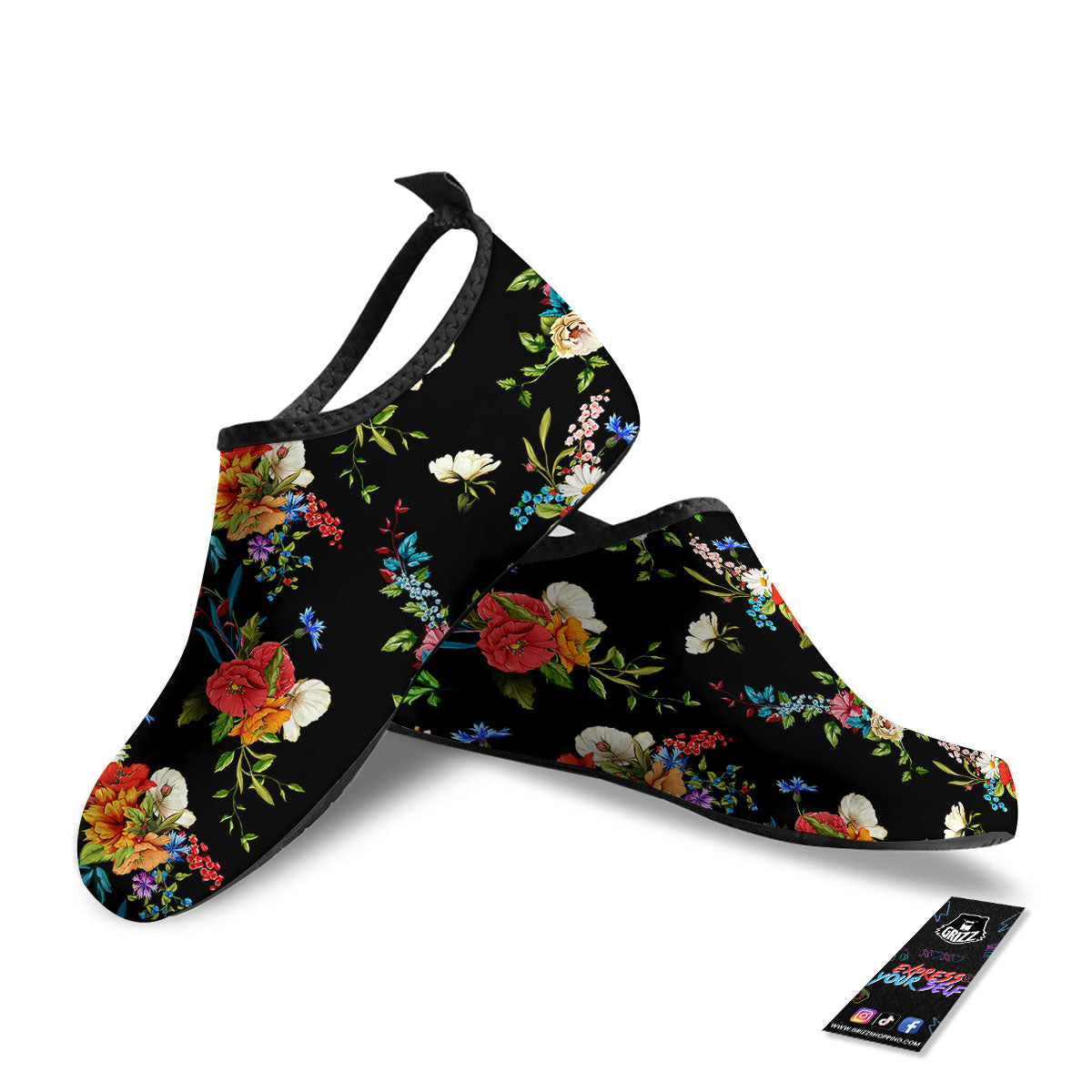 Chamomile And Poppy Print Pattern Water Shoes-grizzshop