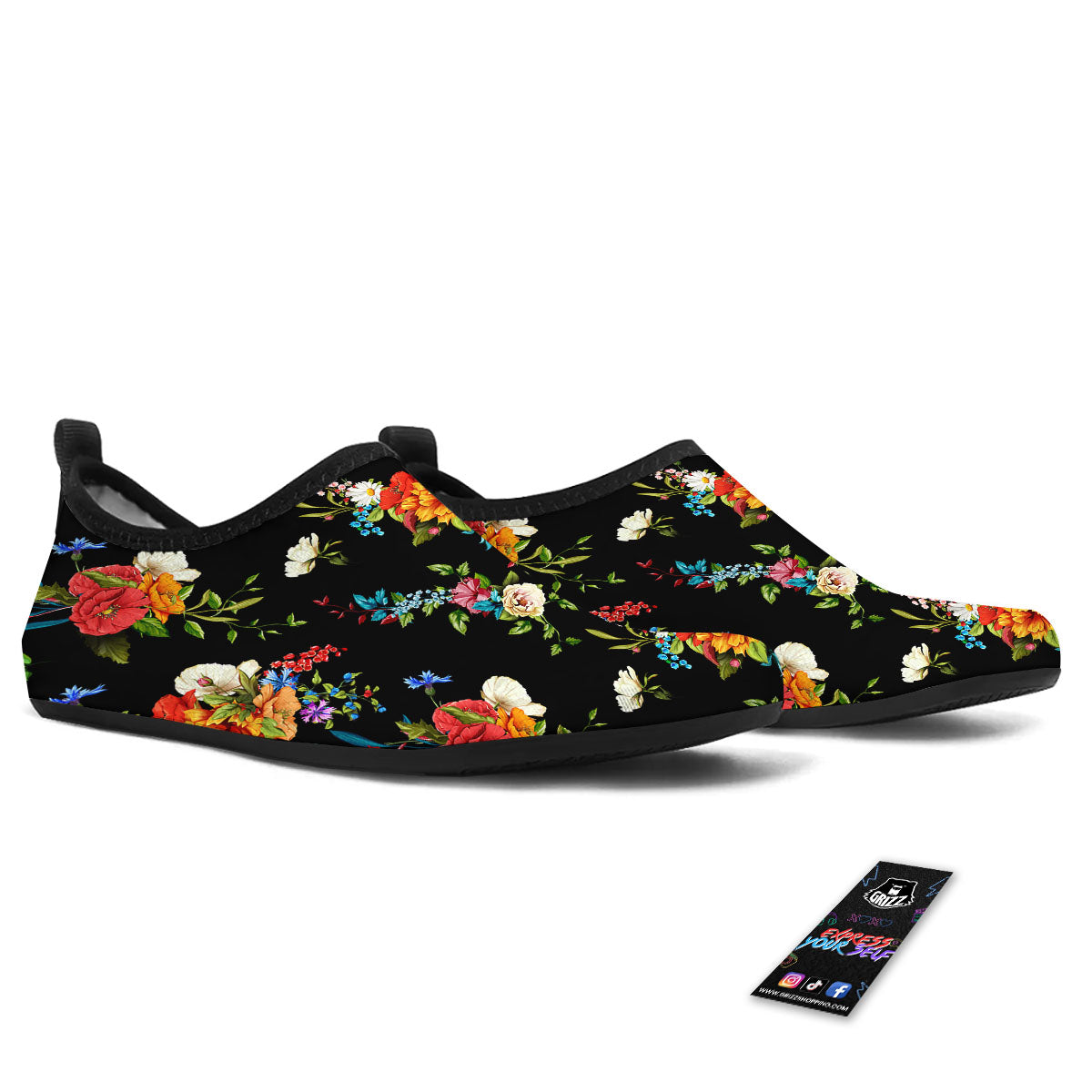 Chamomile And Poppy Print Pattern Water Shoes-grizzshop