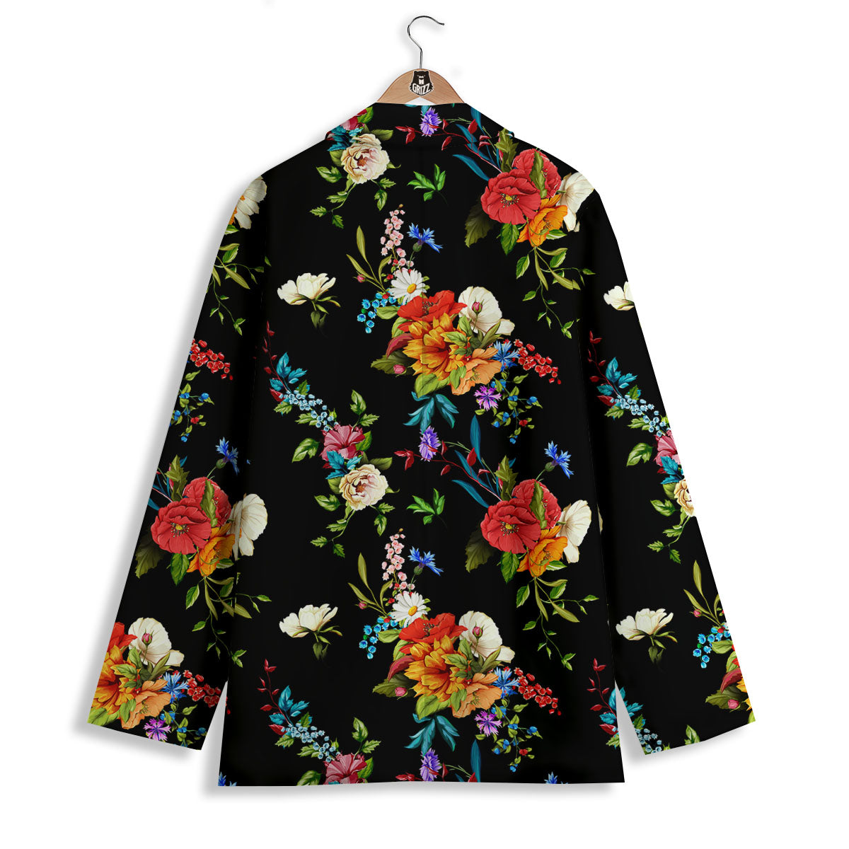 Chamomile And Poppy Print Pattern Women's Blazer-grizzshop