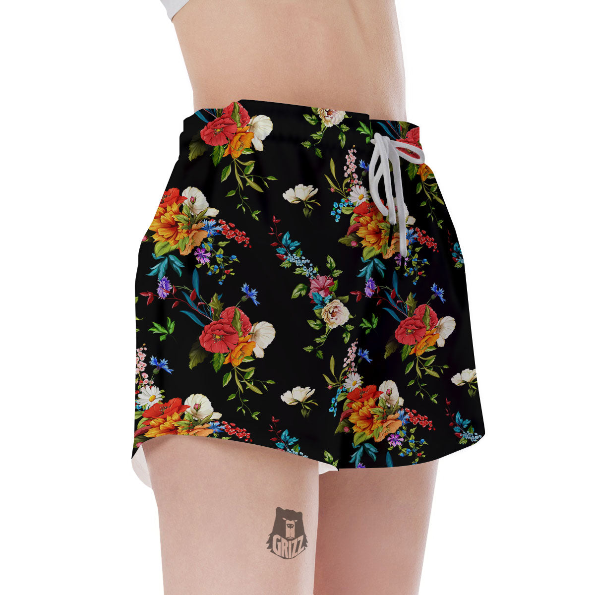 Chamomile And Poppy Print Pattern Women's Shorts-grizzshop
