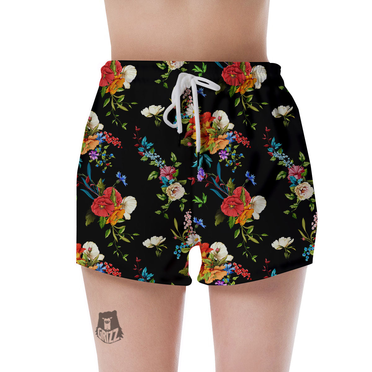 Chamomile And Poppy Print Pattern Women's Shorts-grizzshop