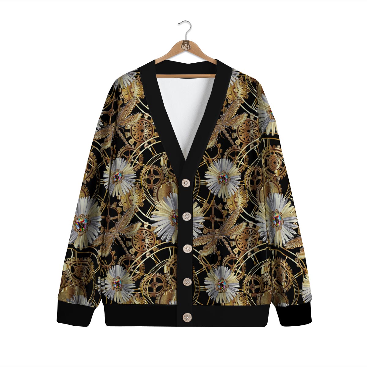 Chamomile Steampunk Print Pattern Cardigan-grizzshop