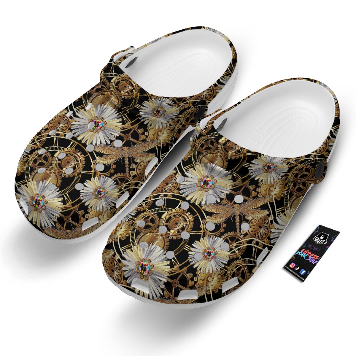 Chamomile Steampunk Print Pattern Clog-grizzshop