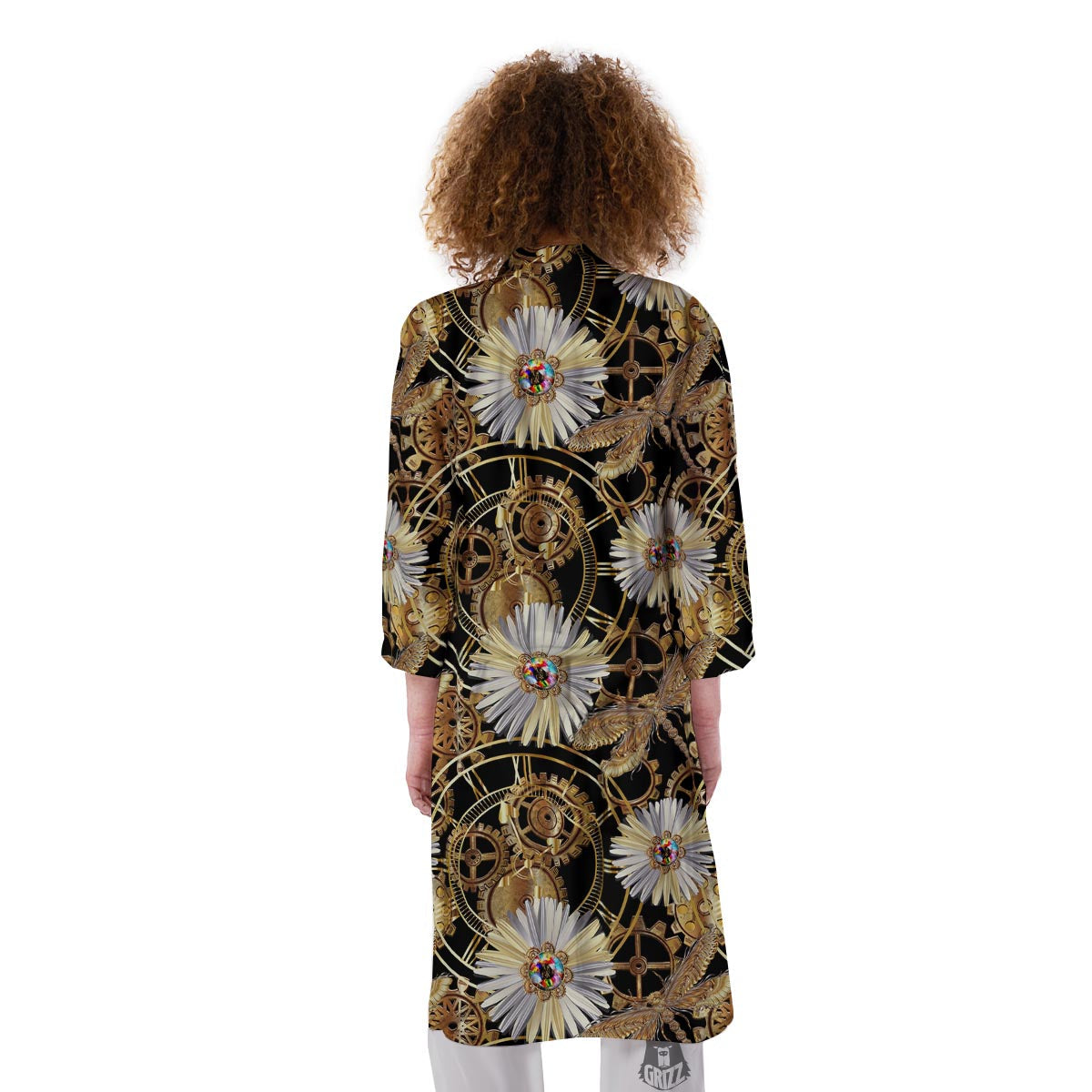 Chamomile Steampunk Print Pattern Kimono-grizzshop