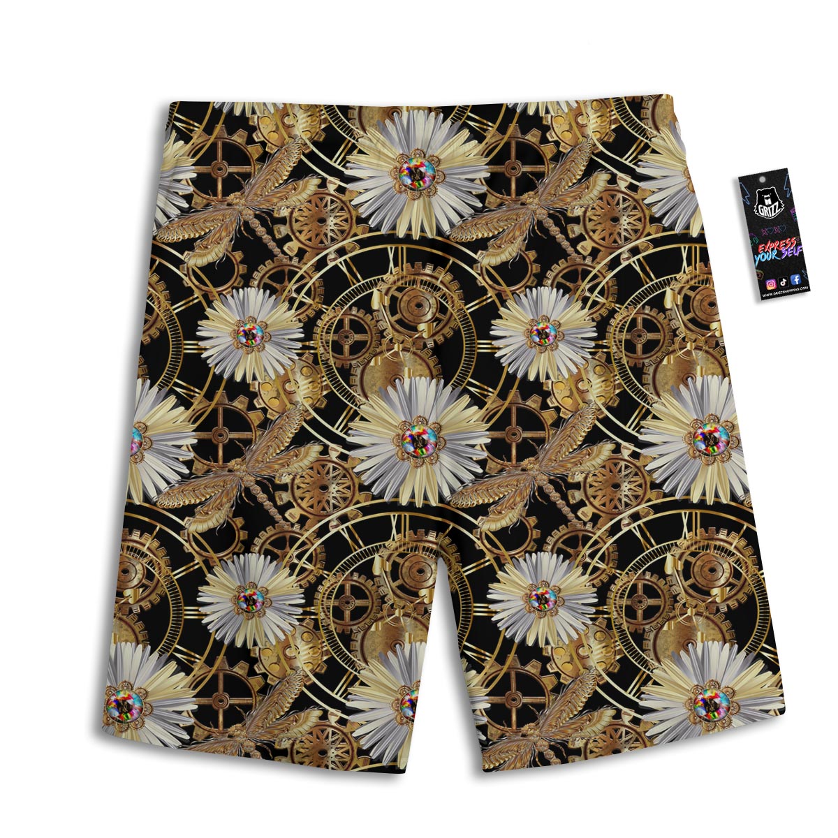 Chamomile Steampunk Print Pattern Men's Athletic Shorts