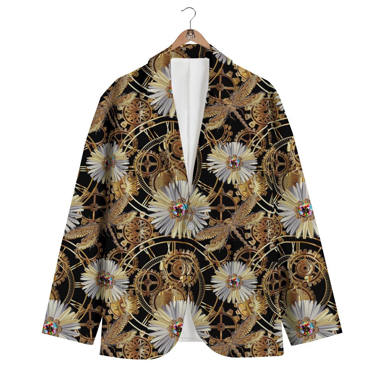Chamomile Steampunk Print Pattern Men's Blazer-grizzshop