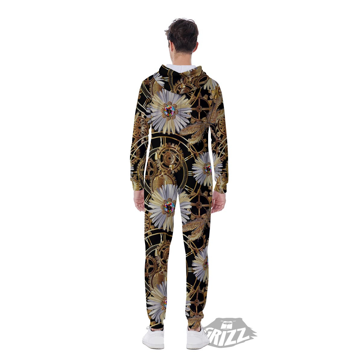 Chamomile Steampunk Print Pattern Men's Jumpsuit-grizzshop
