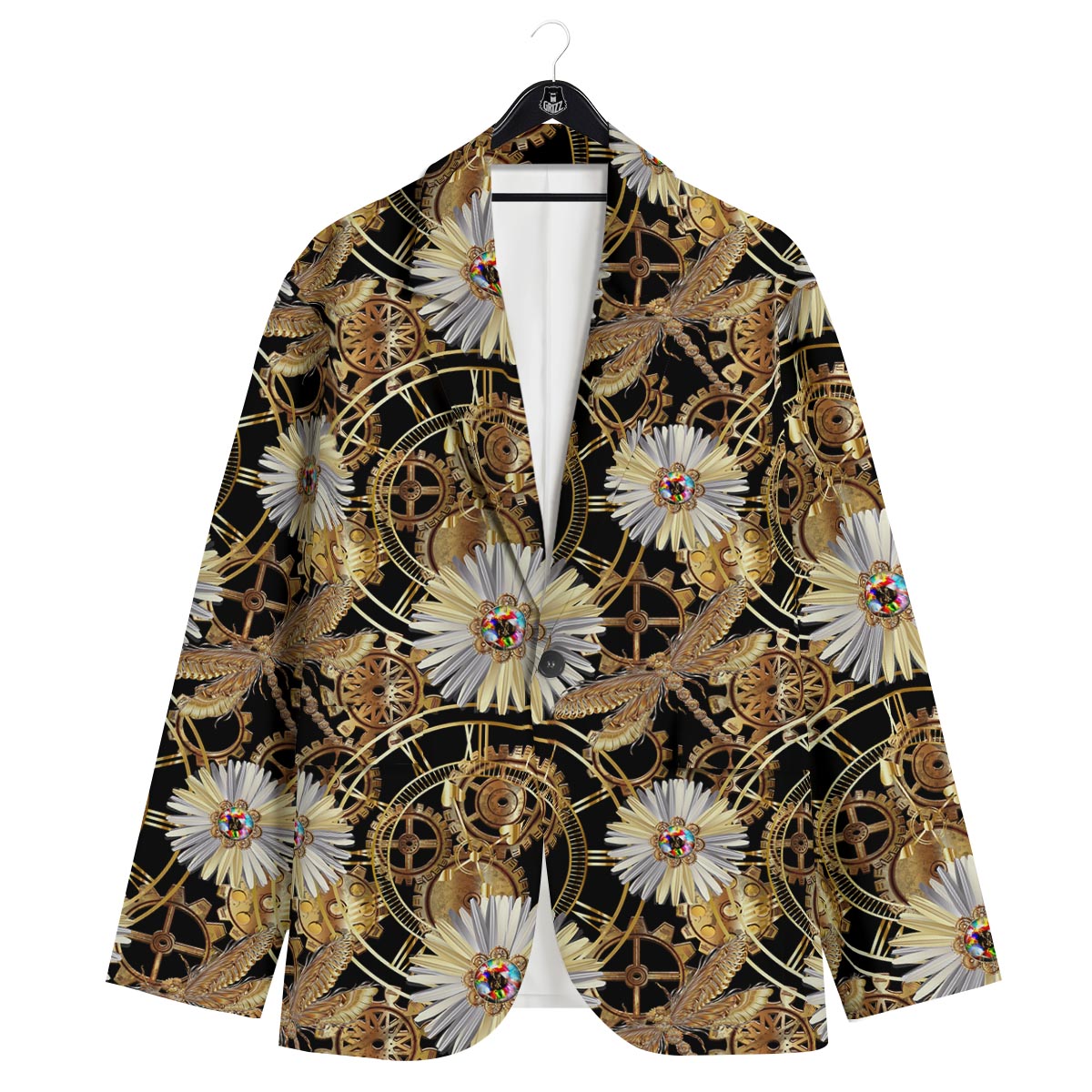 Chamomile Steampunk Print Pattern Men's Sport Coat-grizzshop