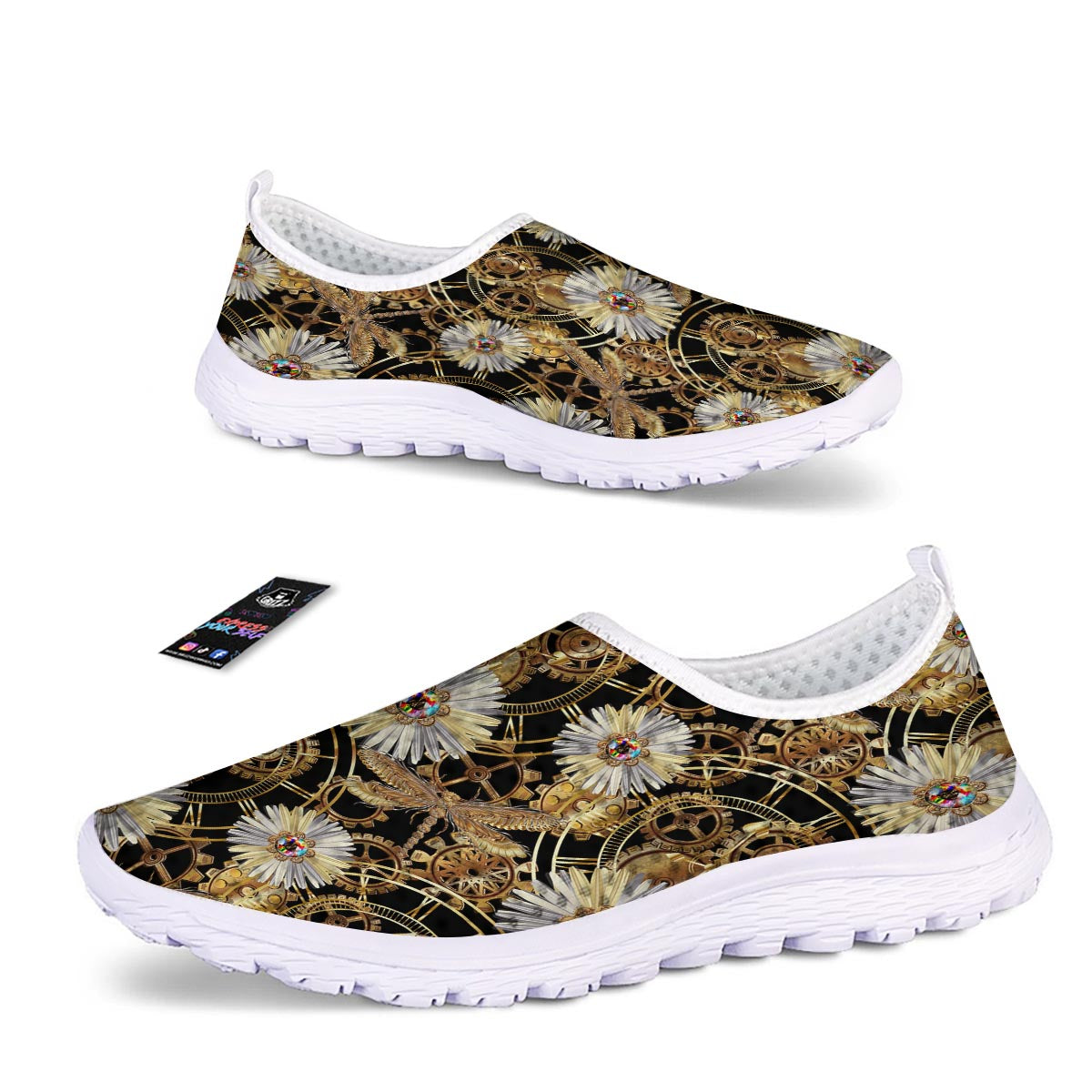 Chamomile Steampunk Print Pattern Nurse Shoes-grizzshop