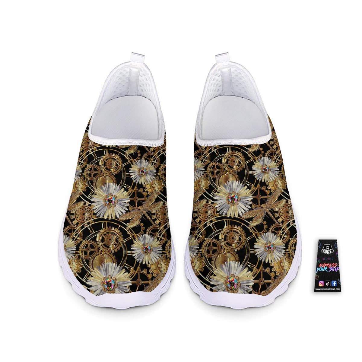 Chamomile Steampunk Print Pattern Nurse Shoes-grizzshop
