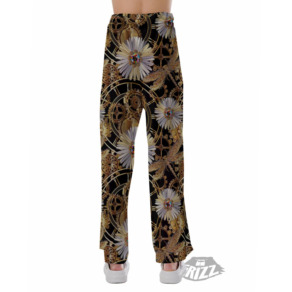Chamomile Steampunk Print Pattern Pajama Pants-grizzshop