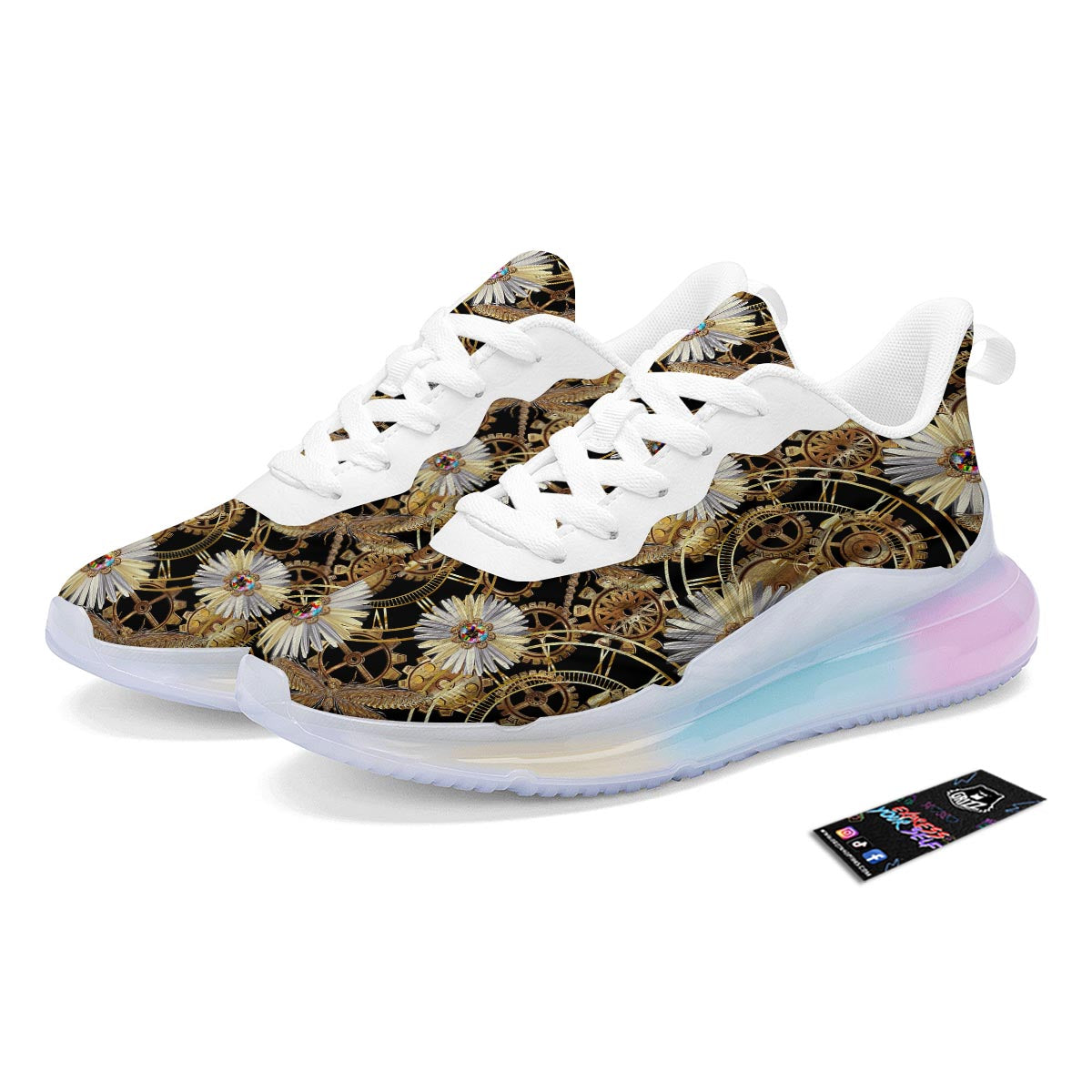 Chamomile Steampunk Print Pattern Running Sneakers-grizzshop
