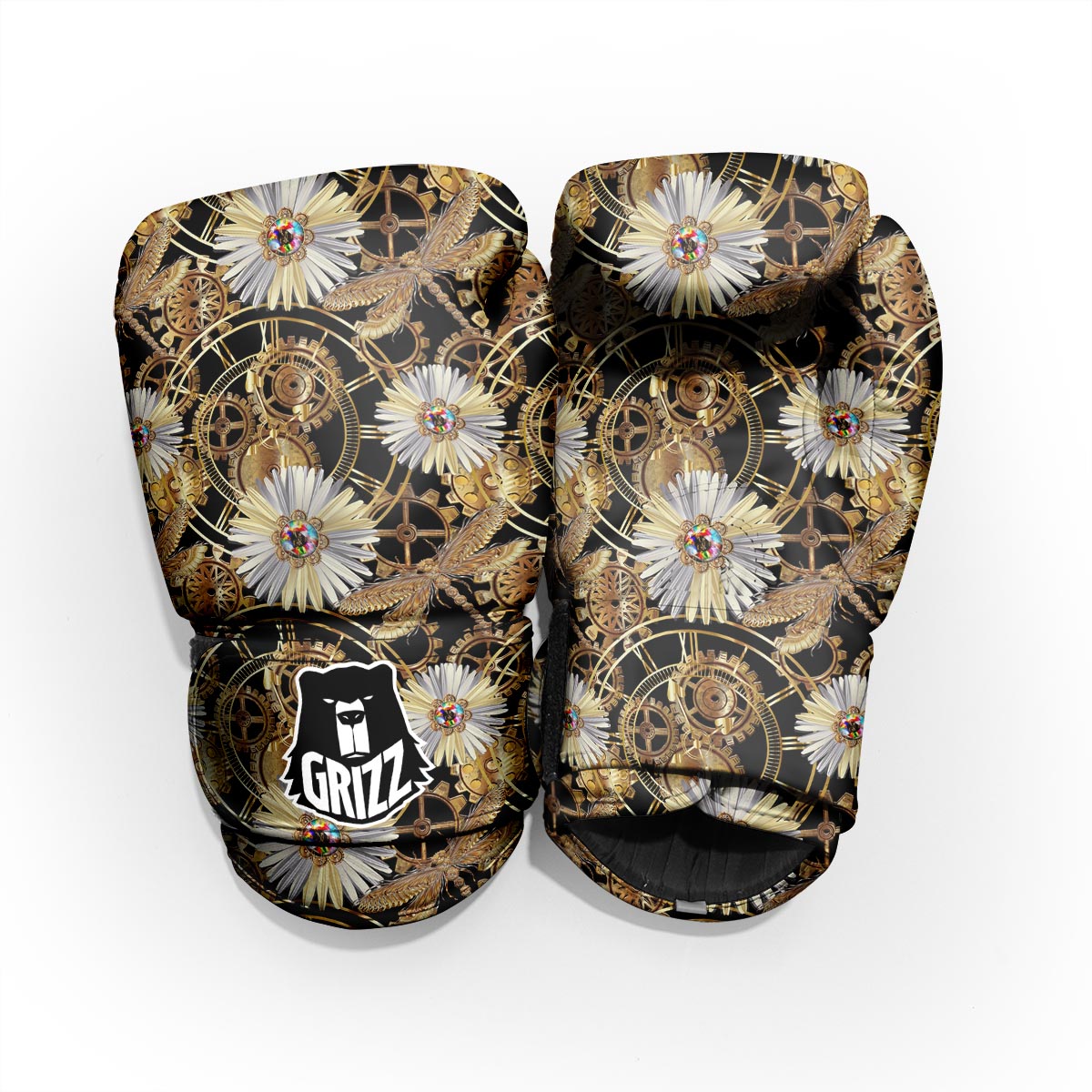 Chamomile Steampunk Print Pattern Pro Boxing Glove