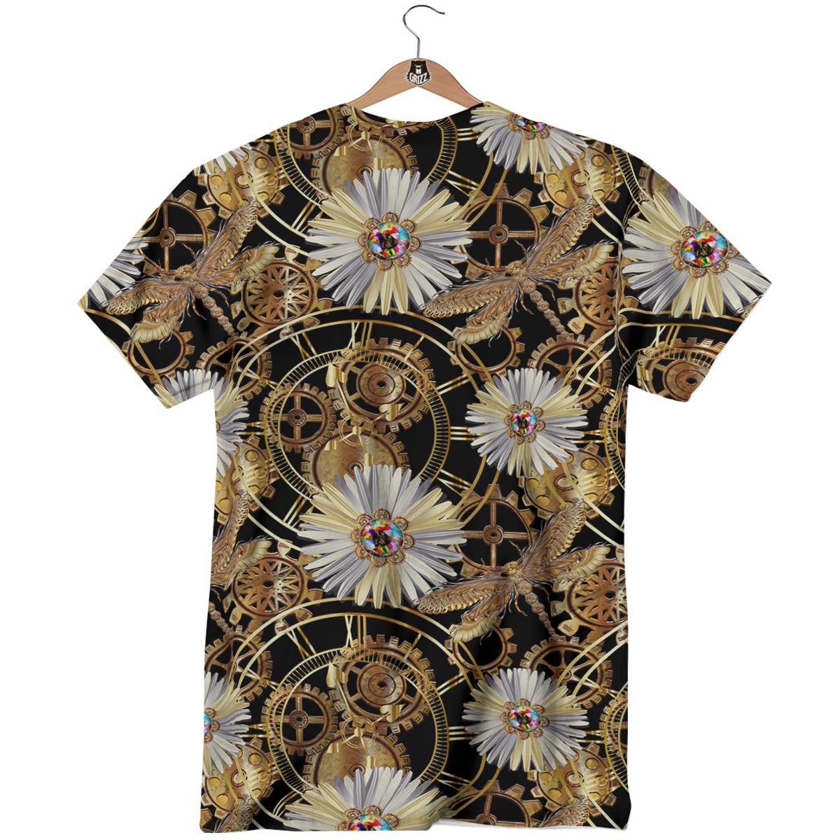 Chamomile Steampunk Print Pattern T-Shirt-grizzshop