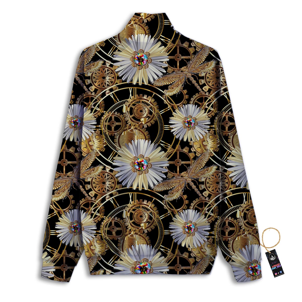 Chamomile Steampunk Print Pattern Track Jacket-grizzshop