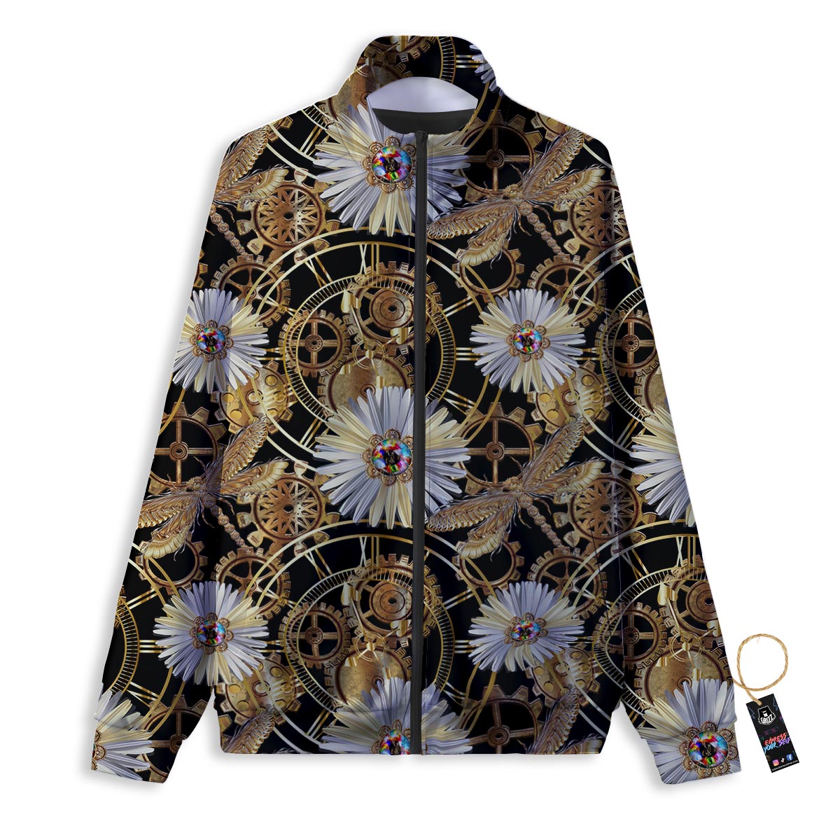 Chamomile Steampunk Print Pattern Track Jacket-grizzshop