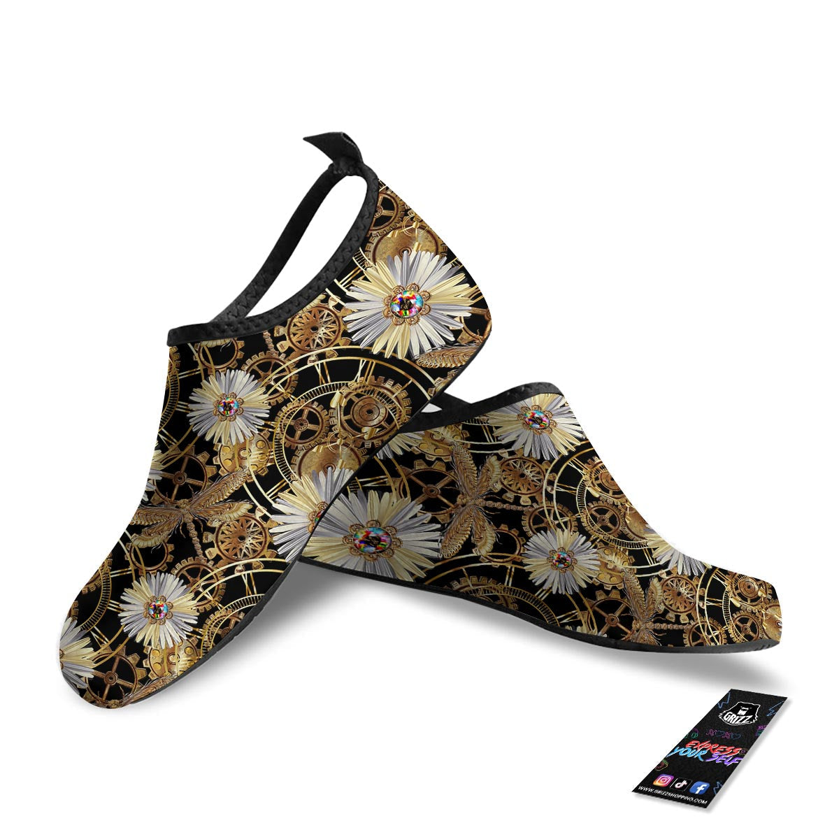 Chamomile Steampunk Print Pattern Water Shoes-grizzshop