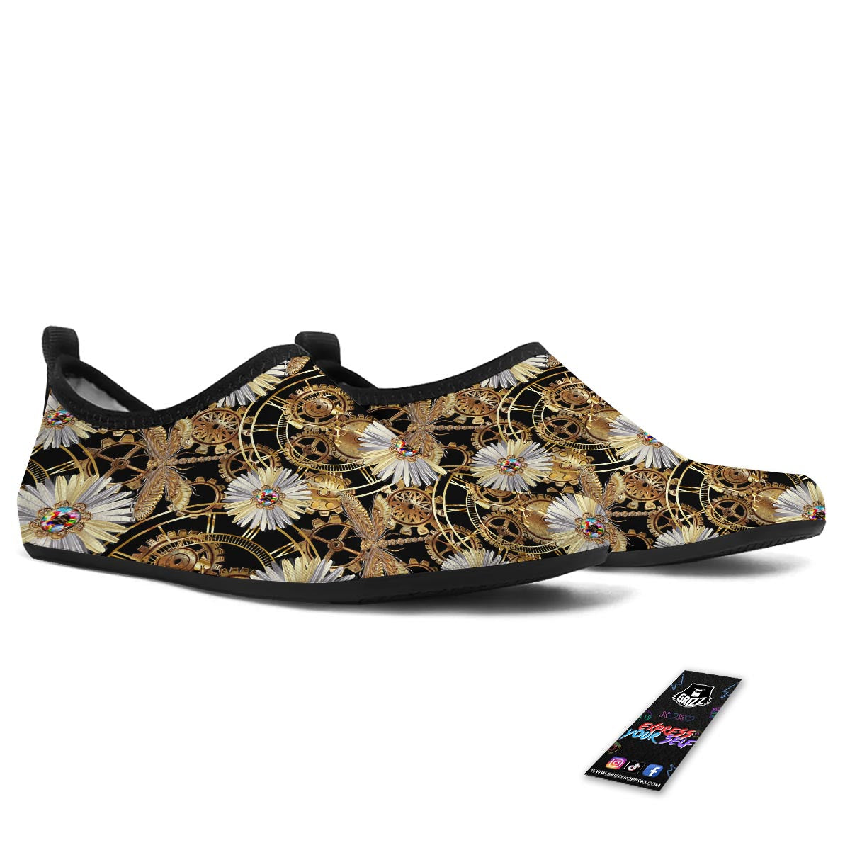 Chamomile Steampunk Print Pattern Water Shoes-grizzshop