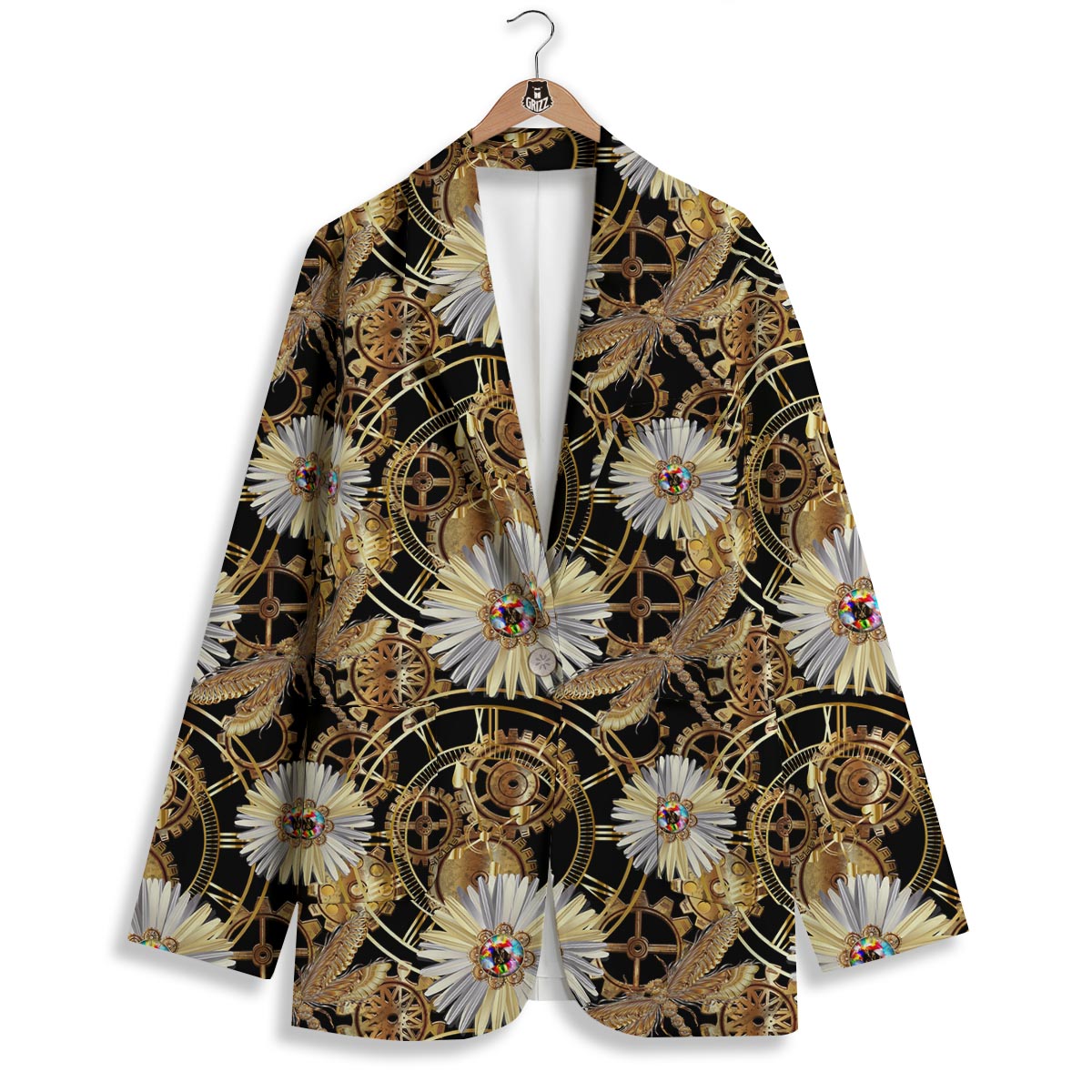 Chamomile Steampunk Print Pattern Women's Blazer-grizzshop